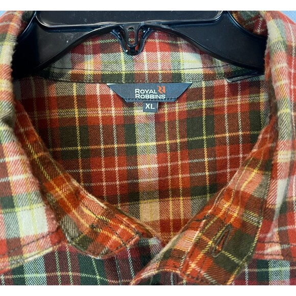Royal Robbins Button Soft Flannel Shirt  Men's Size XL  NWOT  Burnt Orange Plaid - Picture 5 of 7